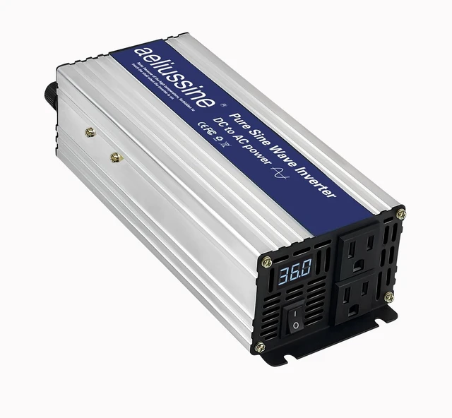 Main image of Aeliussine 1200W Pure Sine Wave Inverter-36V DC to 110V 120V AC Power Converter with 2 AC Outlets, 36 Volt Power Inverter for Truck, Rv, Camping, Home, Emergency Power