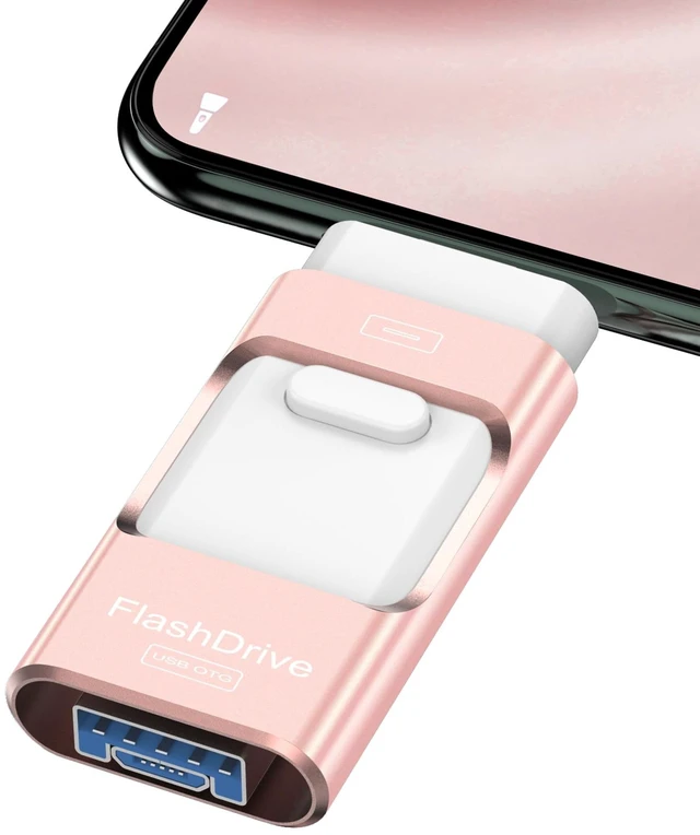 Main image of 128GB Flash Drive for Phone Photo Stick,Thumb Drive USB Stick High Speed Transfer USB Drives External Picture Video Storage Memory Expansion for Phone/Pad/PC (Copper Pink)