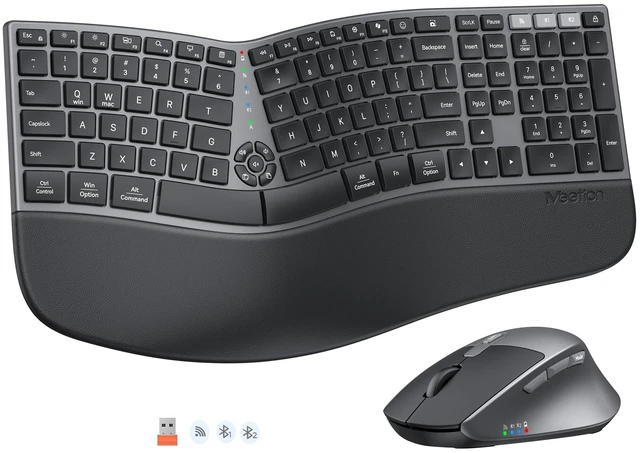 Main image of MEETION Ergonomic Keyboard and Mouse, Split Curved 2.4G/Bluetooth Keyboard