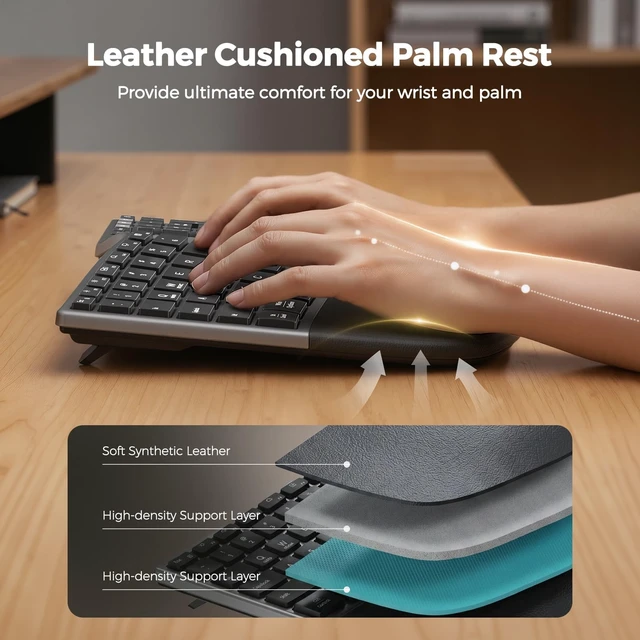 Alt view image 3 of 5 - MEETION Ergonomic Keyboard and Mouse, Split Curved 2.4G/Bluetooth Keyboard
