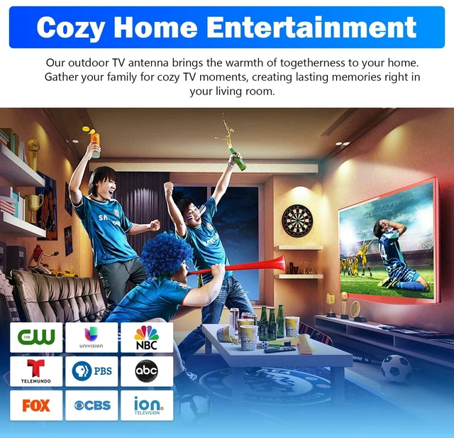 Main image of Outdoor TV Antenna, 360 Omni-Directional HDTV Antenna for Smart TV, Digital UHF VHF Outdoor Antenna for Roof, Attic & RV, Supports 4K 1080P OTA Local Channels, Includes 32.8ft Coaxial Cable (Black)