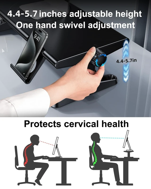 Alt view image 5 of 5 - Computer Monitor Stand Riser for Desk with Usb Hub Charging,30W/5Gbps Usb C Docking Station with Power,4.4-5.7''Freely Height Adjustable with Phone Stand,Monitor Stands Riser for PC,Laptop,Printer,TV