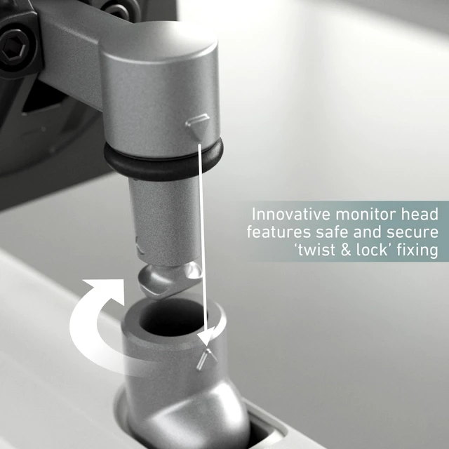 Alt view image 3 of 5 - Miro Single Monitor Arm Desk Mount with Through Desk Fixing, VESA Compatible Adjustable Gas Spring Arm, Cable Management, Fits 1732 Screens, Supports 4.419.8 lbs (29kg)