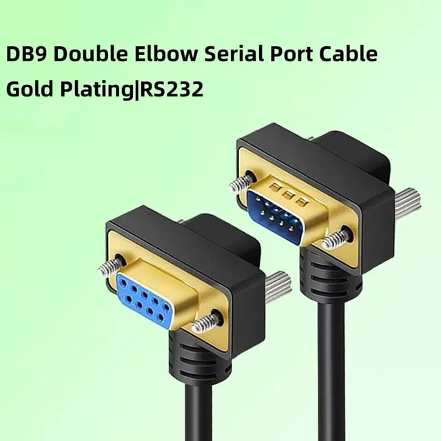 Alt view image 2 of 5 - Aoikknuw 16.4ft DB9 9Pin RS232 Serial Extension Cable, Male to Female 90 Degree Right Angle COM Port Gold Plated Connector for PC, Printer, Industrial Equipment 5 Meters
