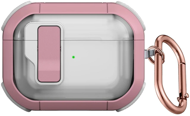 Main image of SaharaCase - AirPods Pro 3 Case - Secure Lock ^^ Venture-X Series - Clear/Pink - Protective Cover with Carabiner Clip