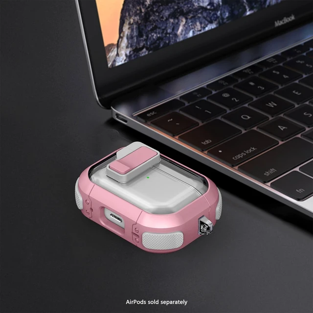 Alt view image 4 of 5 - SaharaCase - AirPods Pro 3 Case - Secure Lock ^^ Venture-X Series - Clear/Pink - Protective Cover with Carabiner Clip