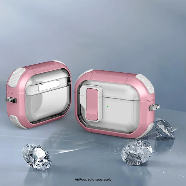 Alt view image 5 of 5 - SaharaCase - AirPods Pro 3 Case - Secure Lock ^^ Venture-X Series - Clear/Pink - Protective Cover with Carabiner Clip