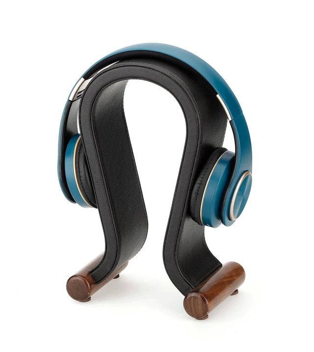 Alt view image 2 of 5 - ONEGenug Wooden Headset Stand,Universal Earphone Hanger Holder for Gaming Headsets & DJ Studio Headphones Desktop Headphone Rack for All Headphone Size