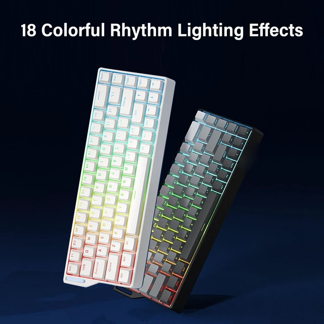 Alt view image 4 of 5 - Glaeptio Mechanical Gaming Keyboard, Wired Wireless 60% RGB Backlit Keyboard with Hall Effect Magnetic Switches and 18 Lighting Modes, for Computer PC Laptop (White)