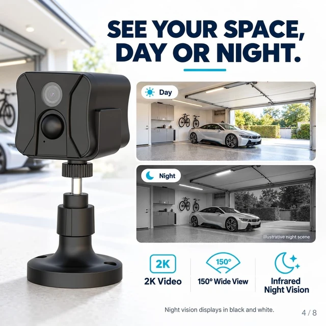 Alt view image 5 of 5 - No WiFi Security Camera Indoor with 4G LTE Cellular SIM Card, 2K Live View