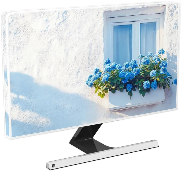 Main image of Baocicco Blue Street Wall Waterproof Television Cover 55 Inch Windowsill Flower Plants Green Leaves Window Decorative Aesthetic TV Dust Cover Anti-Static Protective for LED LCD OLED TVs
