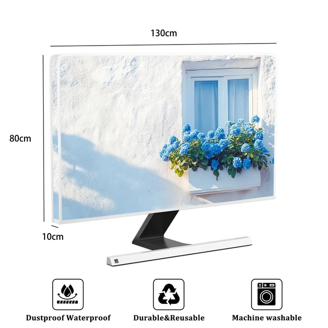 Alt view image 2 of 5 - Baocicco Blue Street Wall Waterproof Television Cover 55 Inch Windowsill Flower Plants Green Leaves Window Decorative Aesthetic TV Dust Cover Anti-Static Protective for LED LCD OLED TVs