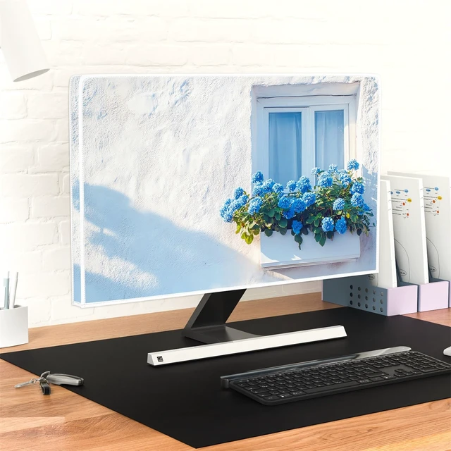 Alt view image 4 of 5 - Baocicco Blue Street Wall Waterproof Television Cover 55 Inch Windowsill Flower Plants Green Leaves Window Decorative Aesthetic TV Dust Cover Anti-Static Protective for LED LCD OLED TVs
