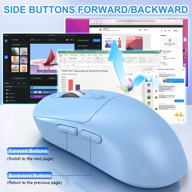 Alt view image 5 of 5 - MacBook Mouse Wireless Bluetooth Computer Mouse Mac Air Macbook Pro Wireless Mouse Rechargeable Bluetooth Mouse for Laptop iPad Silent Mouse with Jiggler Bluetooth 5.2/3.0 USB Type-C Rec