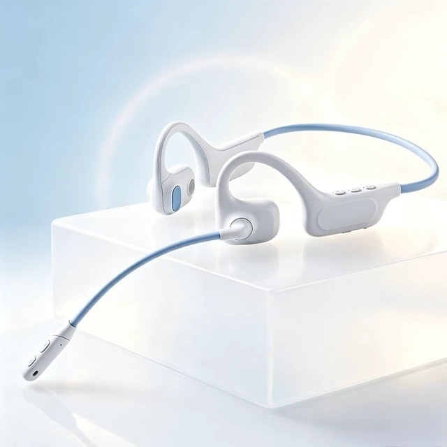 Alt view image 2 of 5 - AYI Open Ear Wireless Earbuds with Mic, Hi-Fi Stereo Sound, LED Power Display, 48H Playtime, Multipoint Pairing & Voice Assistant, Ultra-Low Latency for Workout and Gaming, M38 White.