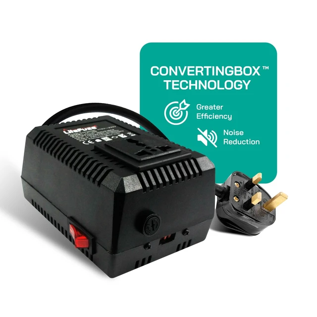 Alt view image 3 of 5 - LiteFuze 500 Watt Step Up/Step Down Travel Voltage Converter, 220/110v to 110/220v Converter with Type G Plug Compatible with Hair Straightener, Camera, Laptop & More