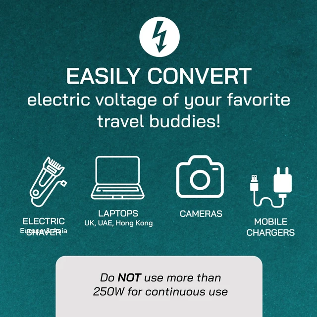 Alt view image 4 of 5 - LiteFuze 500 Watt Step Up/Step Down Travel Voltage Converter, 220/110v to 110/220v Converter with Type G Plug Compatible with Hair Straightener, Camera, Laptop & More