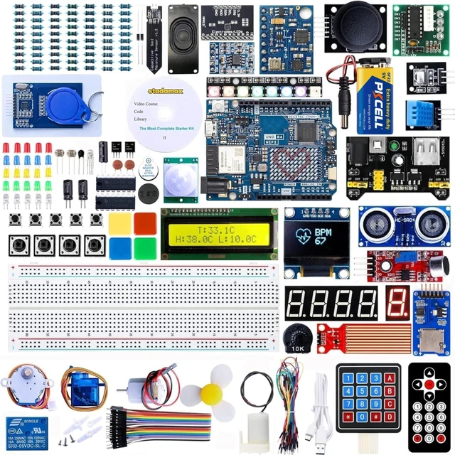 Main image of UNO R4 WiFi Super Starter Kit Compatible with Arduino IDE STEM Electronics Circuit Breadboard Include RA4M1+ESP32, Wi-Fi,720P Video Courses and Online Technical Support for Beginners & Engineers