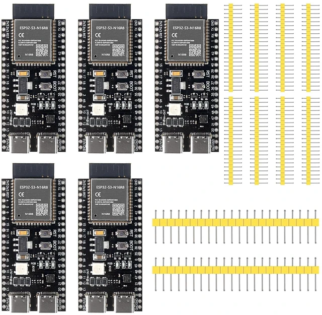 Main image of 5PCS ESP32-S3-devkitc-1-N16R8 Development Board,ESP32-S3 with WiFi and Bluetooth 5.0, Dual-Core 240MHz MCU, Compatible with Arduino IDE and MicroPython