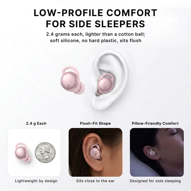 Alt view image 3 of 5 - VISOUND Hush Small Invisible Earbuds, Mini Ear Buds for Side Sleepers