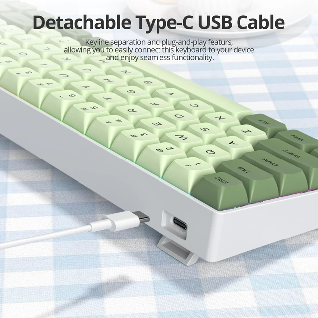 Alt view image 3 of 5 - Vumilstek 65% Mechanical Keyboard Wired Linear Red Switch RGB Backlight