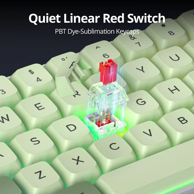 Alt view image 2 of 5 - Vumilstek 65% Mechanical Keyboard Wired Linear Red Switch RGB Backlight