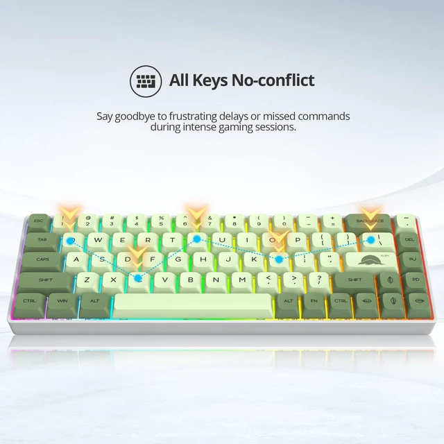 Alt view image 4 of 5 - Vumilstek 65% Mechanical Keyboard Wired Linear Red Switch RGB Backlight