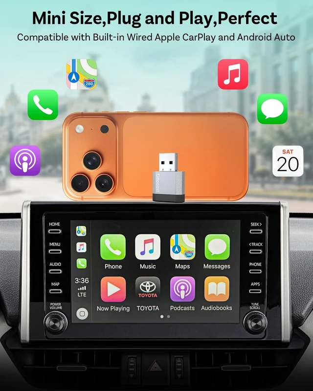 Alt view image 2 of 5 - OTTOCAST Mini Nova 2026 Wireless CarPlay & Android Auto Adapter, Ultra-Compact 2-in-1 Dongle, 5-Second Auto-Connect, iOS 10+ & Android 11+