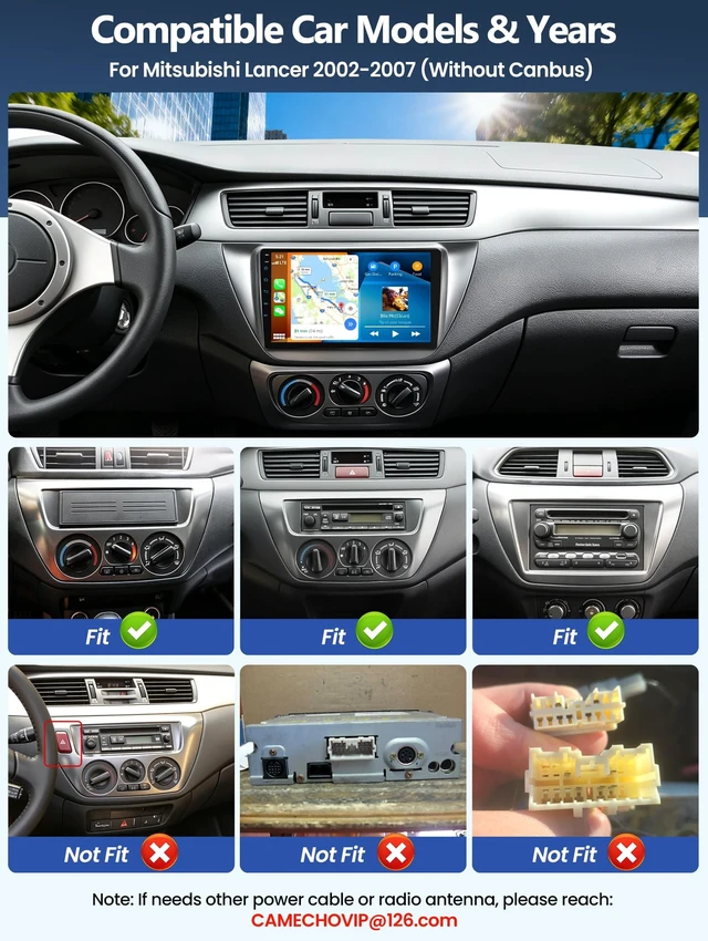 Alt view image 2 of 5 - CAMECHO Car Stereo for Mitsubishi Lancer 2002-2007 with Wireless Apple CarPlay & Android Auto & YouTube, 9 Inch IPS Touchscreen Car Radio with Bluetooth, FM RDS, Mirror Link, Backup Camera