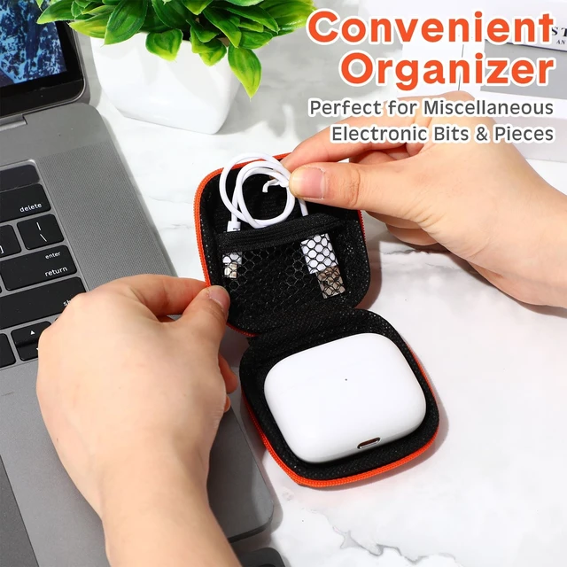 Alt view image 4 of 5 - 60 Pcs Square Earbud Case Portable Earphone Case Storage Earbud Wired Case Pouch Headphone Case Earbud Holder Small Earbud Carrying Case with Clip for Earpieces, Memory Card, Camera Chips, 6 Colors
