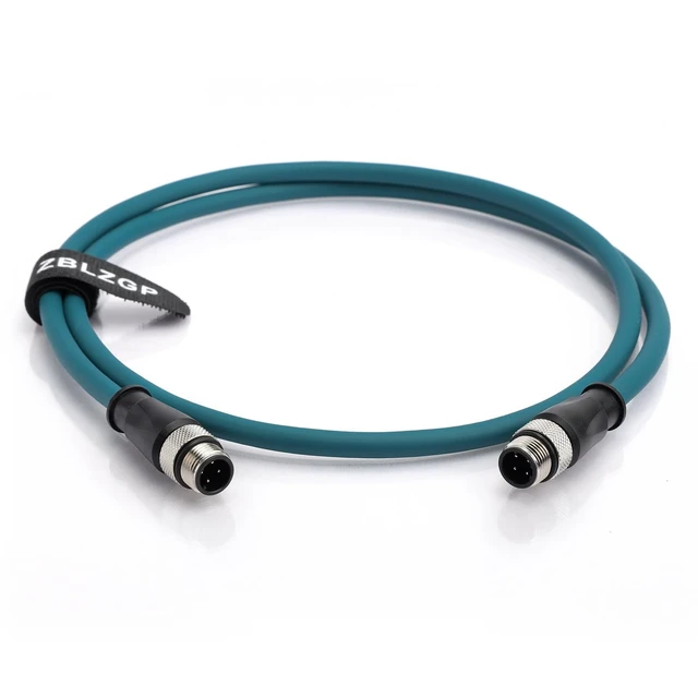 Alt view image 2 of 5 - ZBLZGP M12 4-Pin D-Code Profinet Cable (1M, Male to Male), IP67 Shielded Cat5e Industrial Ethernet Cable for Omron, Sick, Baumer Encoder, Sensor, Camera & PLC, Teal PVC