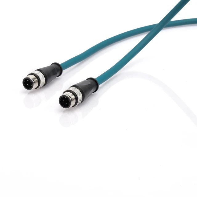 Alt view image 3 of 5 - ZBLZGP M12 4-Pin D-Code Profinet Cable (1M, Male to Male), IP67 Shielded Cat5e Industrial Ethernet Cable for Omron, Sick, Baumer Encoder, Sensor, Camera & PLC, Teal PVC