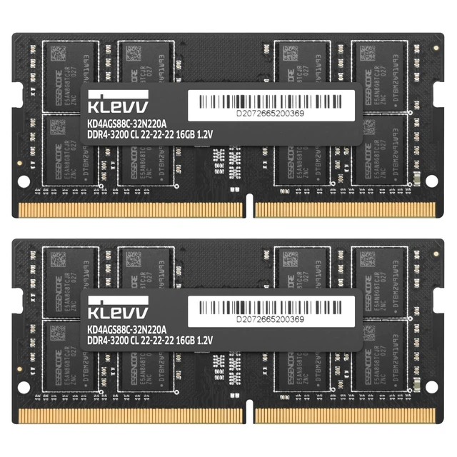 Main image of KLEVV DDR4 64GB (2x32GB) 3200MHz CL22 1.2V SODIMM Laptop Ram Memory SK Hynix Chip (KD4BGSA80-32N220D)