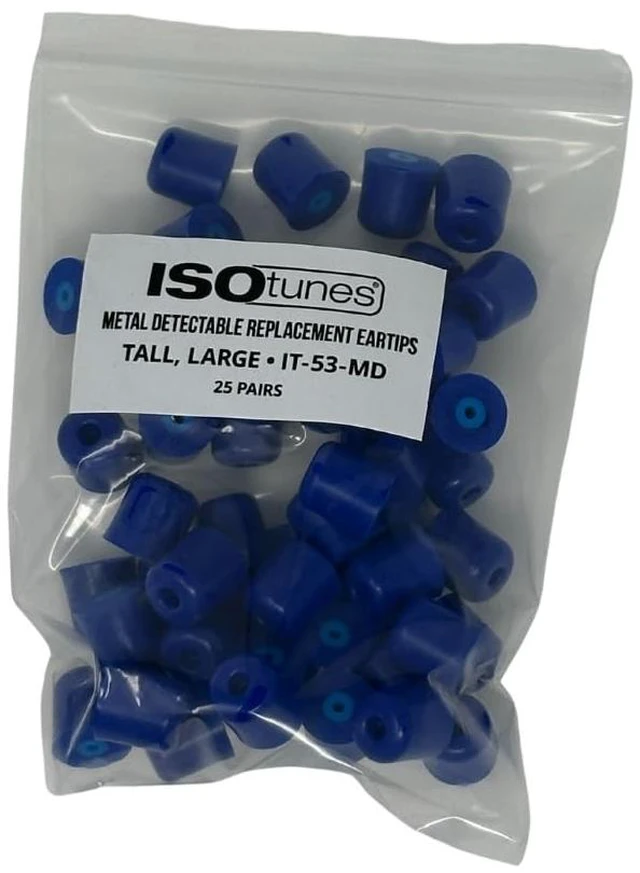 Main image of ISOtunes Trilogy Metal Detectable Eartips 25 Pair Bulk Pack (Tall Large)