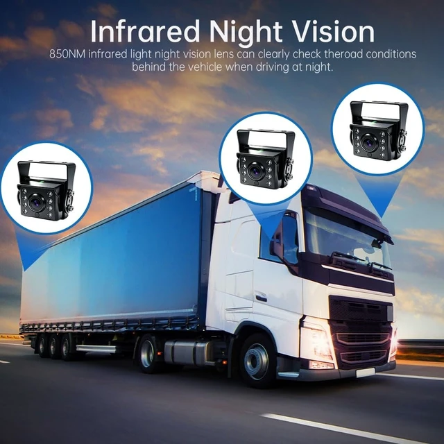 Alt view image 2 of 4 - VSYSTO 4CH Truck Dash Cam, 7'' Monitor 4 Split Screen GPS 1080P Front & Sides & Rear Infrared Night Vision Lens Backup Camera for Semi Trailer Van Tractor RV, Parking Guard, Loop Recording (H7)