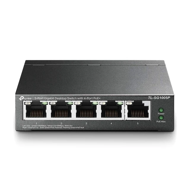 Alt view image 2 of 5 - TP-LINK (TL-SG1005P) 5-Port Gigabit Unmanaged Desktop Switch, 4 Port PoE, Steel Case