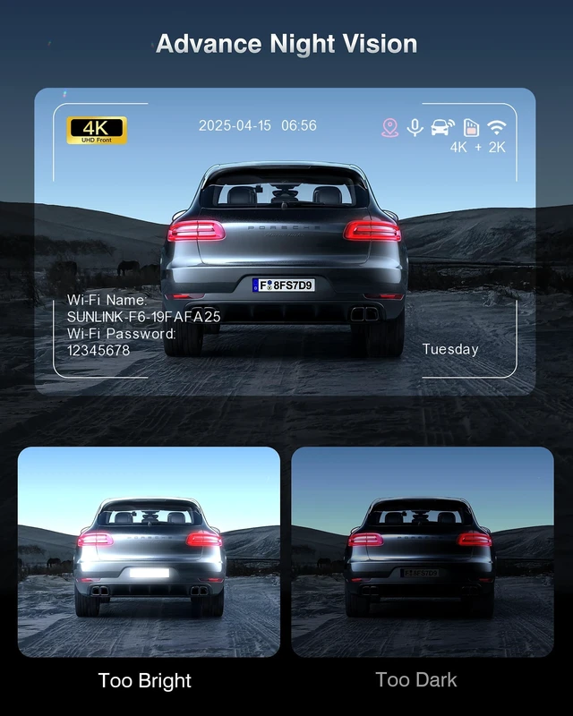 Alt view image 2 of 5 - FAIMEE 4K Dash Cam Front and Rear, Night Vision, WDR, Free Card Included