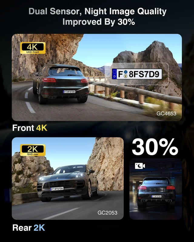 Alt view image 3 of 5 - FAIMEE 4K Dash Cam Front and Rear, Night Vision, WDR, Free Card Included