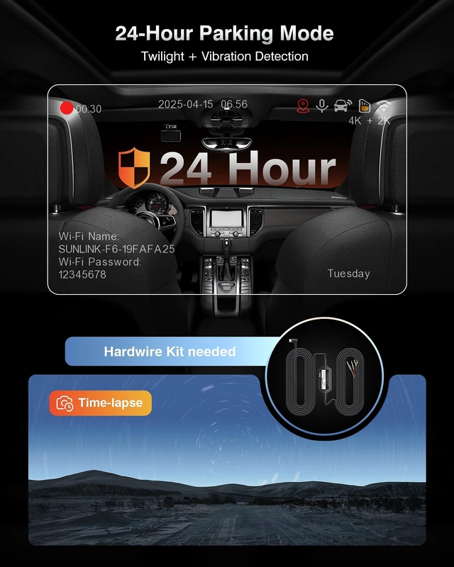 Alt view image 4 of 5 - FAIMEE 4K Dash Cam Front and Rear, Night Vision, WDR, Free Card Included