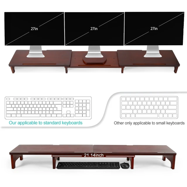 Alt view image 4 of 5 - Nnewvante Bamboo Monitor Riser, 60 inch Upgrade Height Large TV Riser