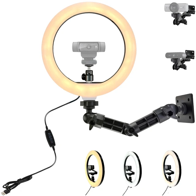 Main image of AceTaken Webcam Wall-Mount with 10'' Ring Light, Selfie-Light Wall Holder Bracket Compatible with Logitech C920x, C922x, MX Brio, Brio 4K, Brio 500, C925e for Video Meeting Streaming Gaming