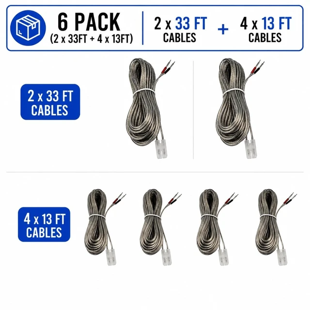 Alt view image 4 of 5 - TRUVARO Speaker Wire Cables for Sony Home Theater Systems 2-Pin (6 Pack (2x33ft + 4x13ft))