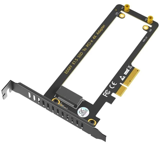Main image of Mustpoint PCI-E 4.0 4X to NVMe Ruler 1U GEN-Z EDSFF 9.5mm 15mm 25mm Thickness Short SSD E1.S with Heat Sink PM9A3 PM9D3 P5801X Carrier Adapter