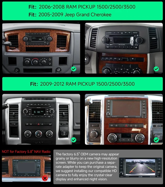 Alt view image 2 of 5 - Car Radio Stereo for Dodge Ram 1500/2500/3500 06-12, CarPlay & Android Auto
