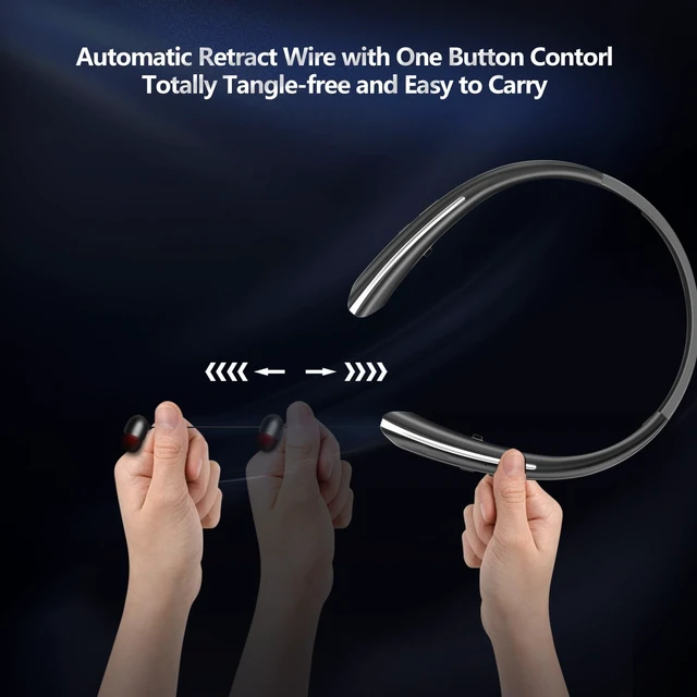 Alt view image 3 of 5 - Gardway Neckband Bluetooth Headphones, Bluetooth 5.4 Wireless Headphone with Retractable Earbud,16Hrs Playtime, IPX5 Sweatproof, Around The Neck Headphones Stereo Headset