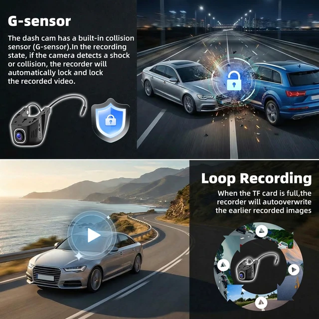 Alt view image 4 of 5 - 4K+1080P Dual Dash Cam WiFi HD Car Dash Cam Front and Rear Car Camera