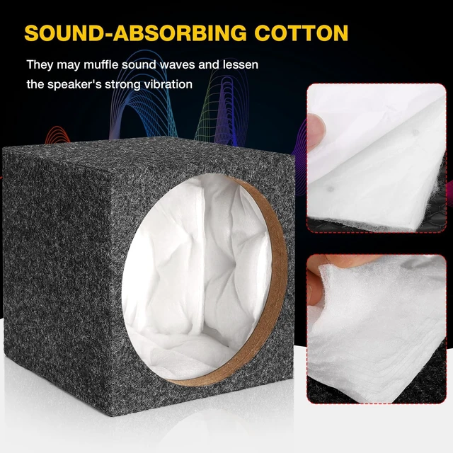 Alt view image 5 of 5 - 10" Car Subwoofer Box & Enclosure, Gray Carpet Unloaded Box, Vent Sub Box