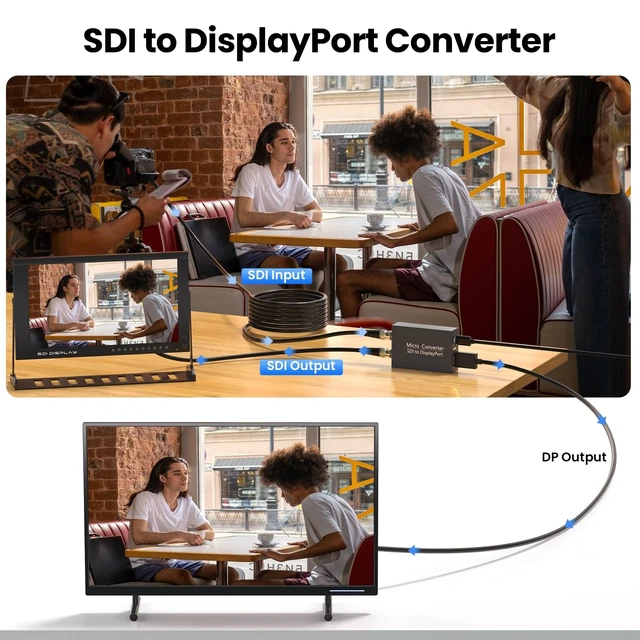 Alt view image 3 of 5 - Eimpueia SDI to DisplayPort Converter with SDI Loopout, Embedded Audio