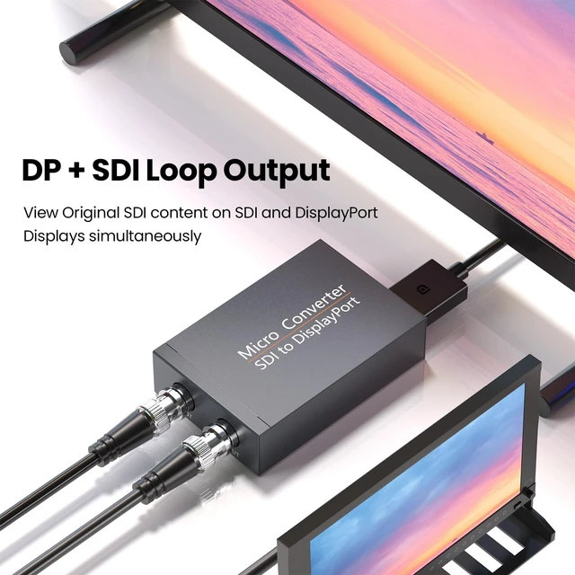 Alt view image 4 of 5 - Eimpueia SDI to DisplayPort Converter with SDI Loopout, Embedded Audio