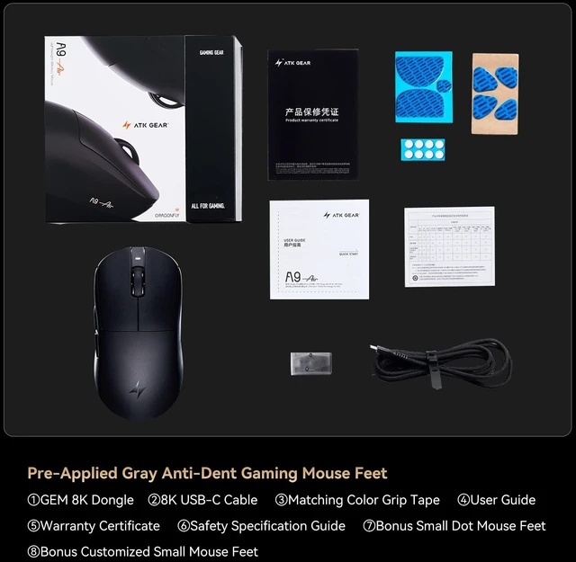 Alt view image 2 of 5 - ATK Dragonfly A9 Air+ Wireless Gaming Mouse - White